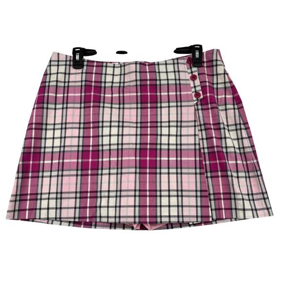 Lady Hagen Golf Skort Size 16 Pink Plaid Breast Cancer Logo Built in Shorts Zip - Picture 1 of 11